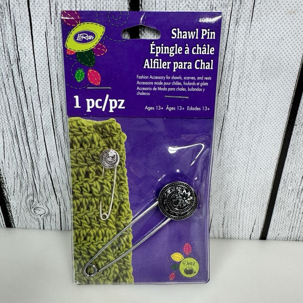 Dritz Shawl Pin Silver Tone Flower Floral Scarf Vest Coat Fashion Accessory